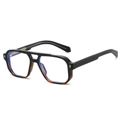 Trendy Double Bridge Pilot Glasses with Clear Lenses