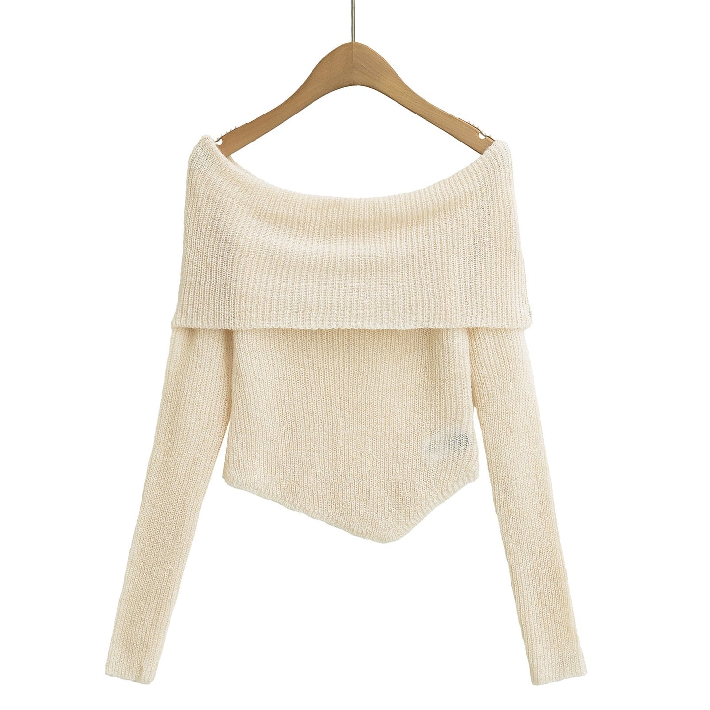 Trendy Asymmetric Hem Off-Shoulder Knit Top