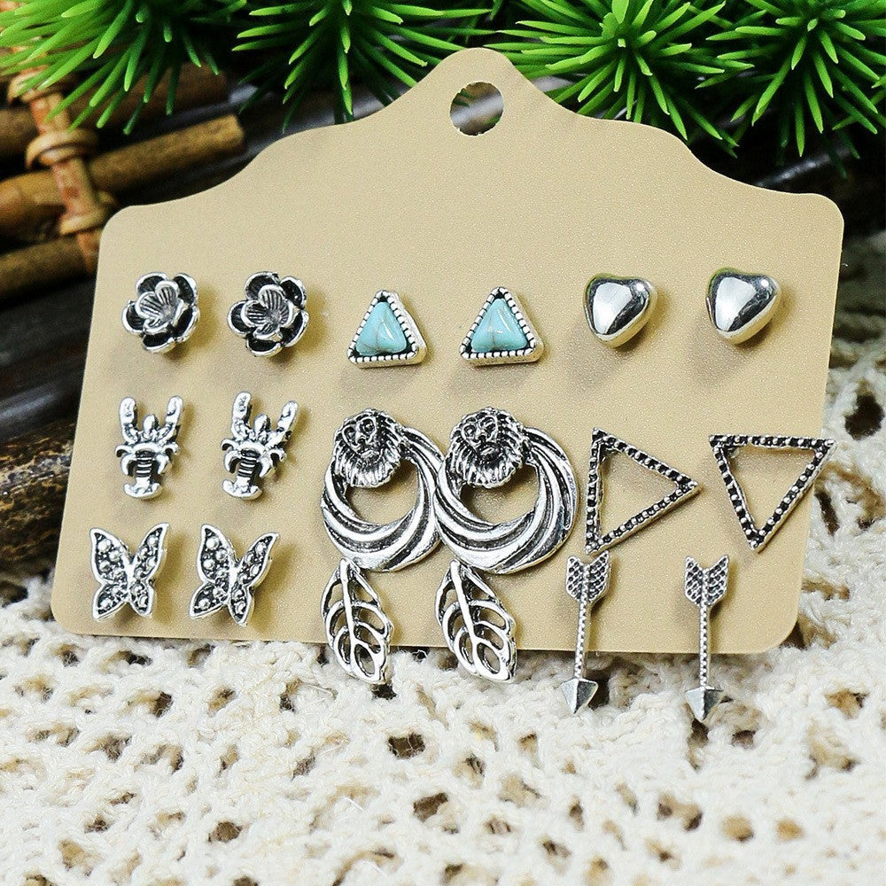 Bohemian Long Leaf Feather Earrings Set