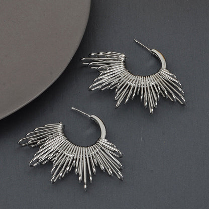 Geometric Gold Plated Earrings For Women Fashion Luxurious Style