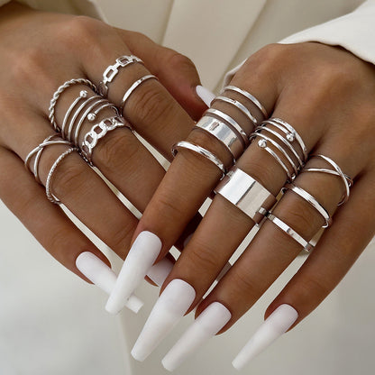 Fashionable Geometric Butterfly Open-Ended Adjustable Rings Set