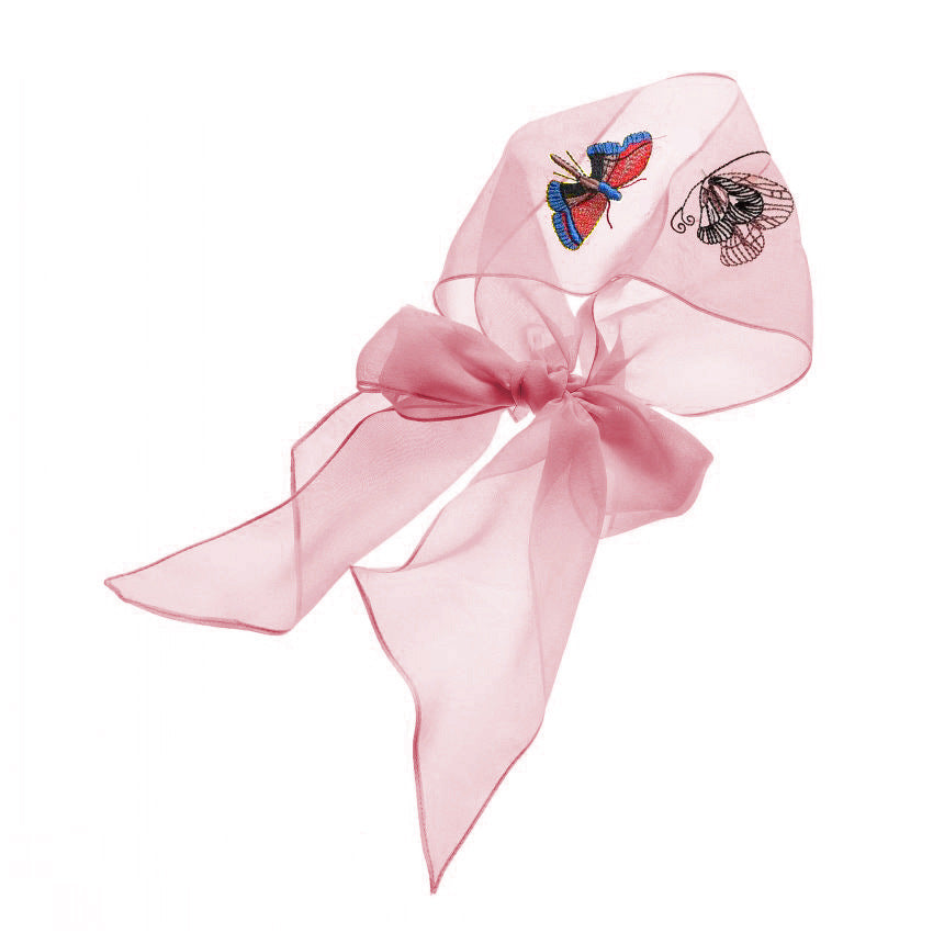 Summer Thin Embroidery Butterfly Narrow Strip Silk Scarf Women Spring And Autumn Versatile Fashion Gauze Scarf Women