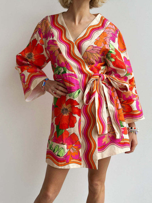 Casual Elegant Floral Linen Maxi Dress