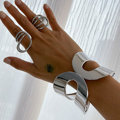 Irregular Design Spring Bracelet Set Zinc Alloy Trendy Jewelry
