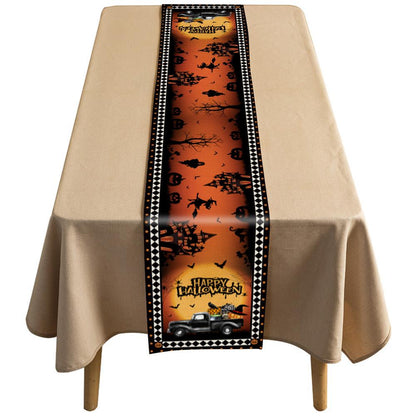 Halloween Table Flag Bat Ghost Dwarf Linen Tablecloth