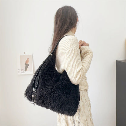 Fluffy Plush Large Capacity Backpack Shoulder Bag
