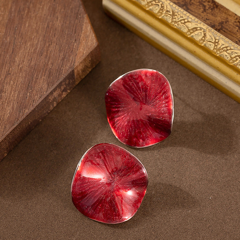 Geometric Enamel Drop Earrings Elegant Zinc Alloy