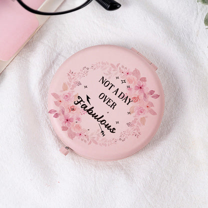 Pink Print Mini Foldable Makeup Mirror