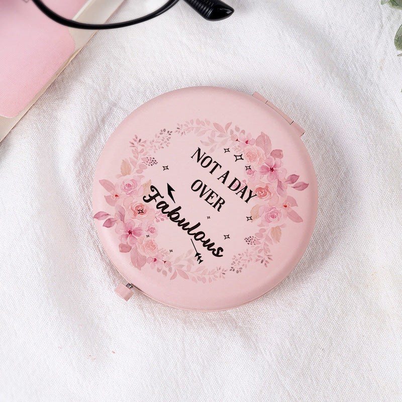 Pink Print Mini Foldable Makeup Mirror