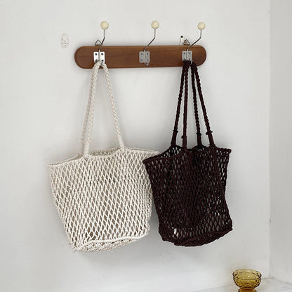 Woven Handbag with Hollow Design Large Capacity Fashionable Shoulder Bag