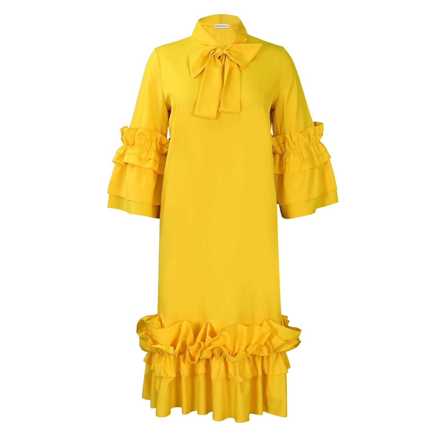 Fashionable Ruffle Sleeve Plus Size Casual Dress