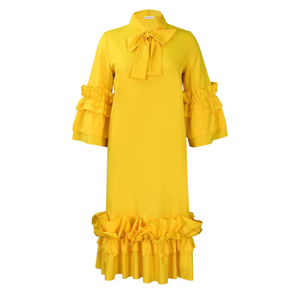 Fashionable Ruffle Sleeve Plus Size Casual Dress