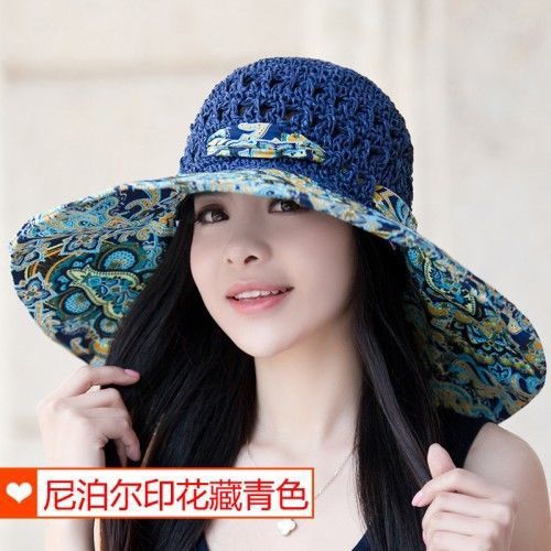 Hat Women'S New National Style Big Eaves Sun Protection Hat Uv Fisherman Hat Straw Hat