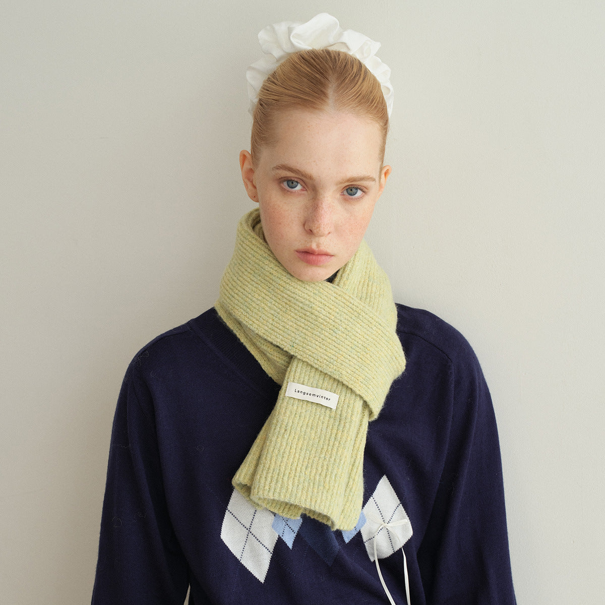 Classic Stripe Knit Scarf Women Soft Wool Blend Winter Neck Wrap