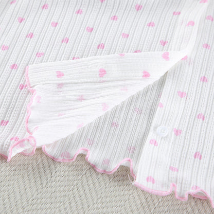 Knit Heart Print Lounge Pajamas Set