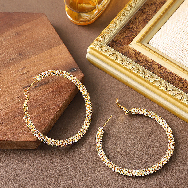 Geometric Rhinestone Circle Earrings For Women