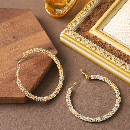 Geometric Rhinestone Circle Earrings For Women