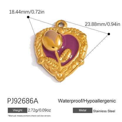Heart Flower Pendant Accessories 18K Gold Plated Stainless Steel Jewelry