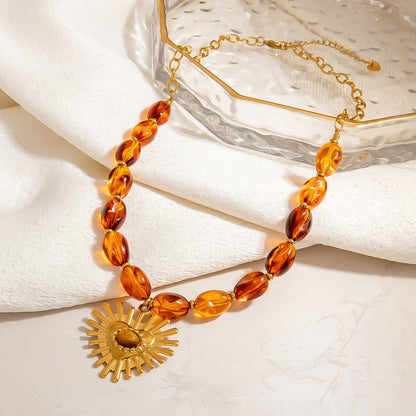 Stylish Resin Beaded Necklace Lock Chain