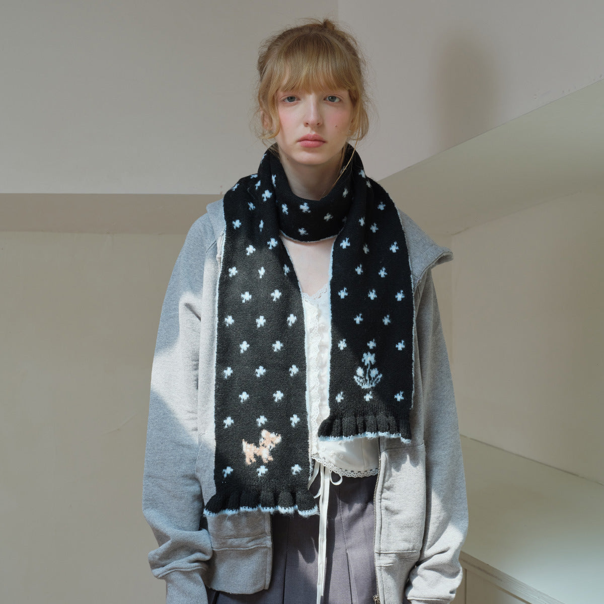 Cartoon Deer Knit Scarf Warm Acrylic Long Winter Scarf