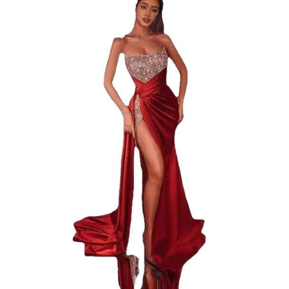 Sequin Off-Shoulder Maxi Dress with Flare Skirt