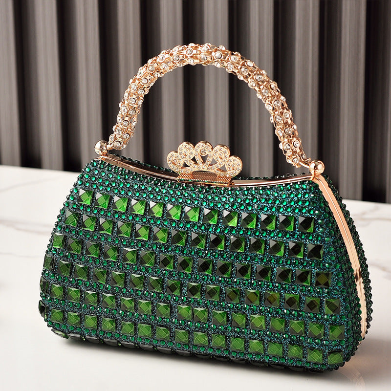 Luxury Rhinestone Evening Clutch Leather Handbag for Parties