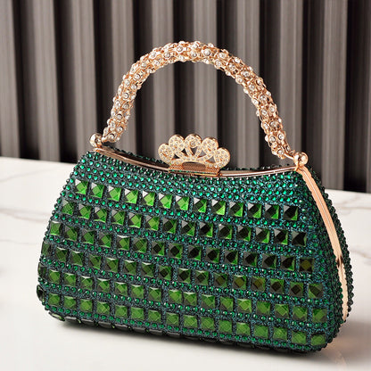 Luxury Rhinestone Evening Clutch Leather Handbag for Parties
