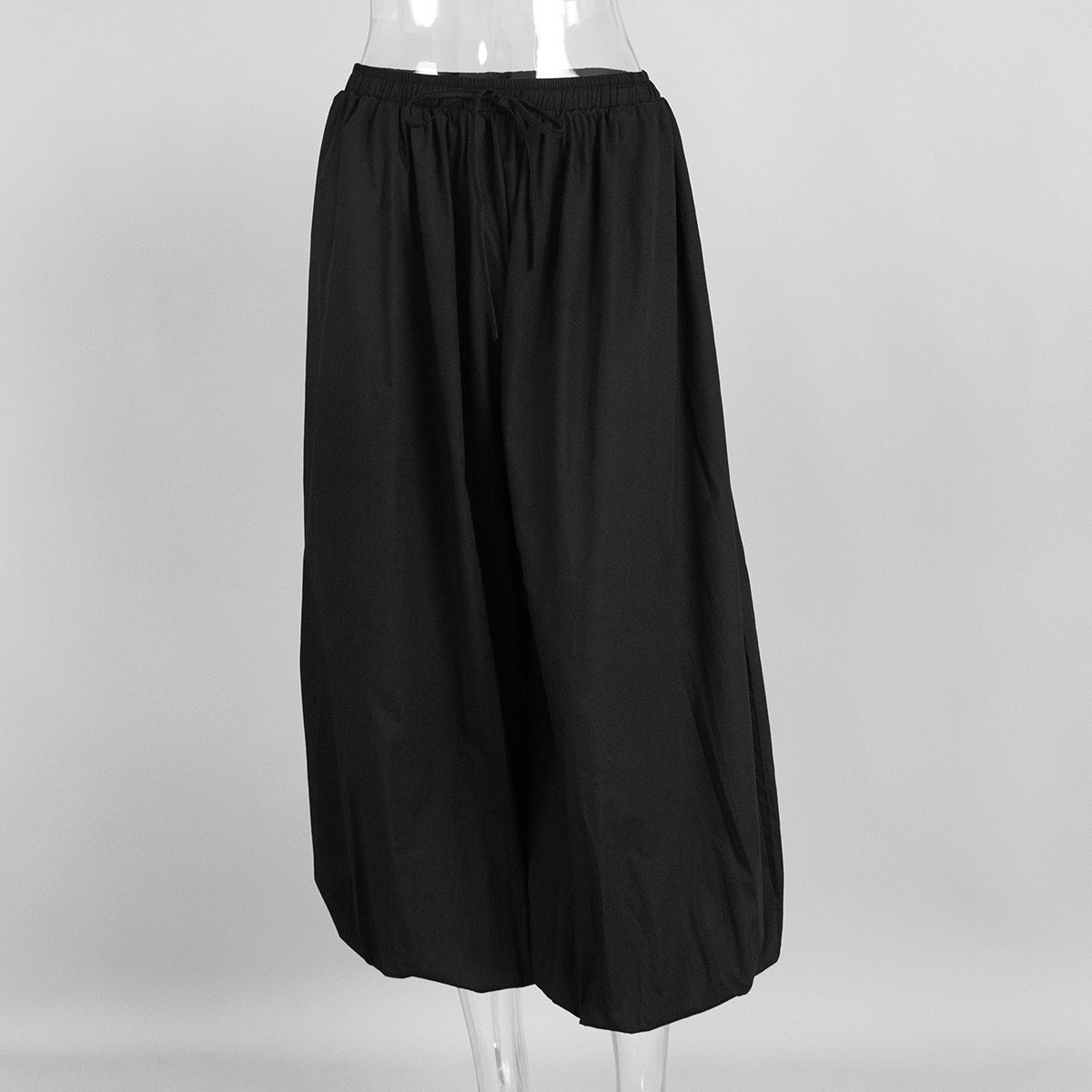 Simple Solid Color Elastic Waist Harem Pants