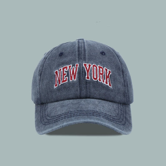 Washed Letter Embroidered Cotton Baseball Cap
