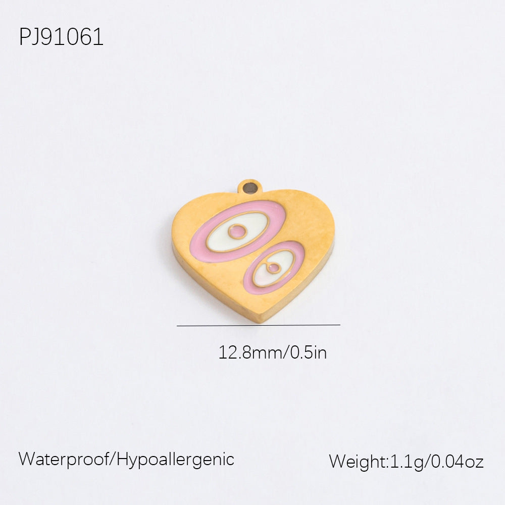 Cute Heart Pendant Stainless Steel Necklace with 18K Gold Plating