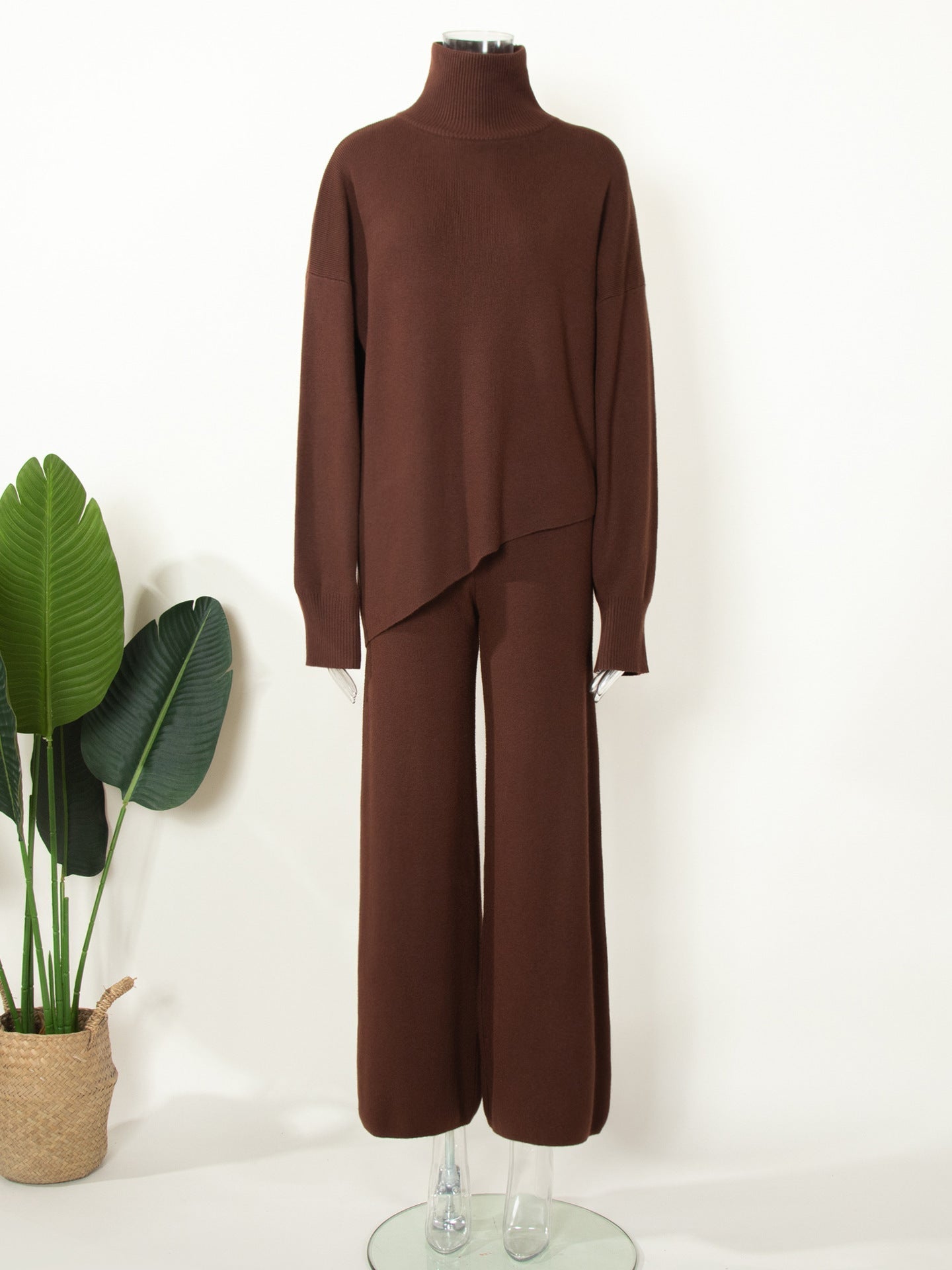 High Collar Irregular Knit Sets
