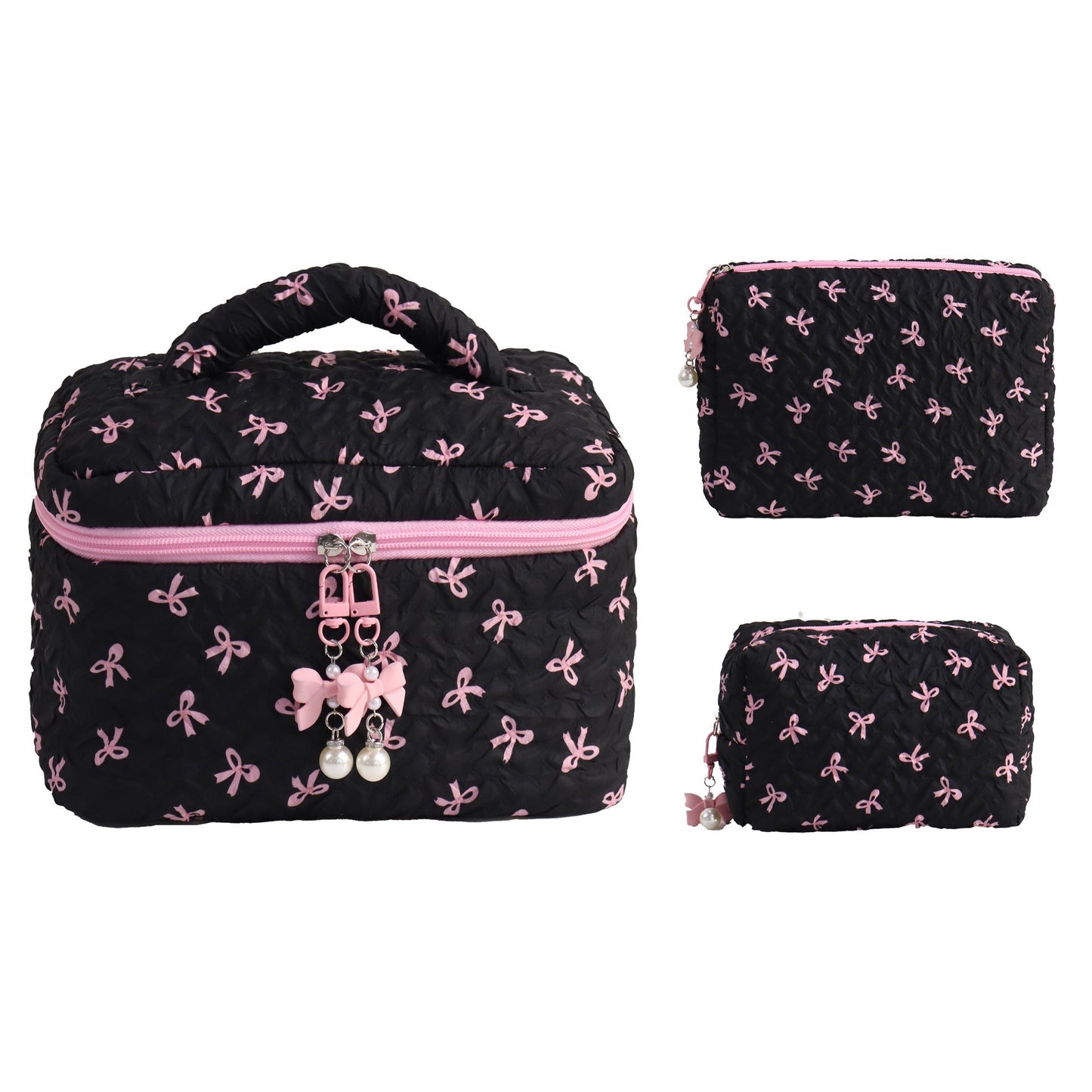 Bow Print Large Capacity Sweet Make Up Bag