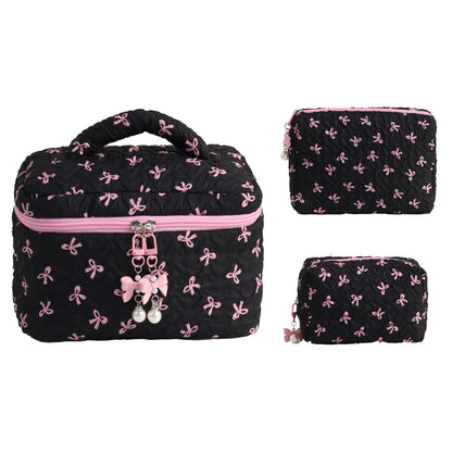 Bow Print Large Capacity Sweet Make Up Bag