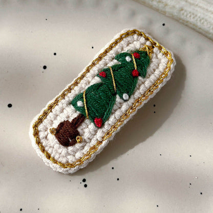 Sweet Hand Knitted Christmas Tree Hair Clip