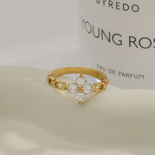 Four-Leaf Clover Cubic Zirconia Ring