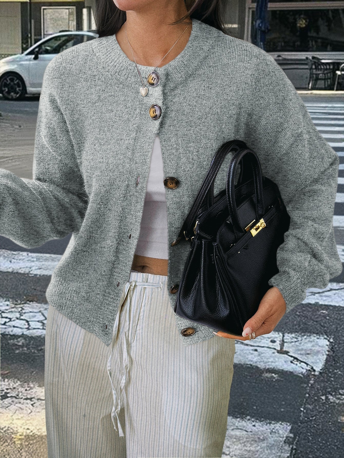 Minimalist Long Sleeve Button Down Knit Cardigan
