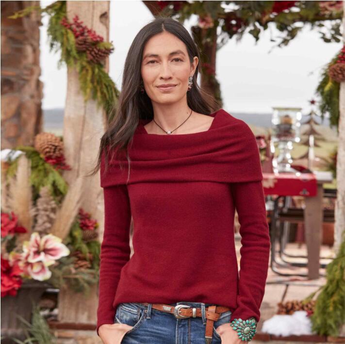 Slim-Fitting Shawl Vintage Cashmere Sweater With Collar
