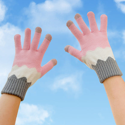 Women's Knitted Touchscreen Gloves - Warm, Thick, Casual Outdoor Mittens