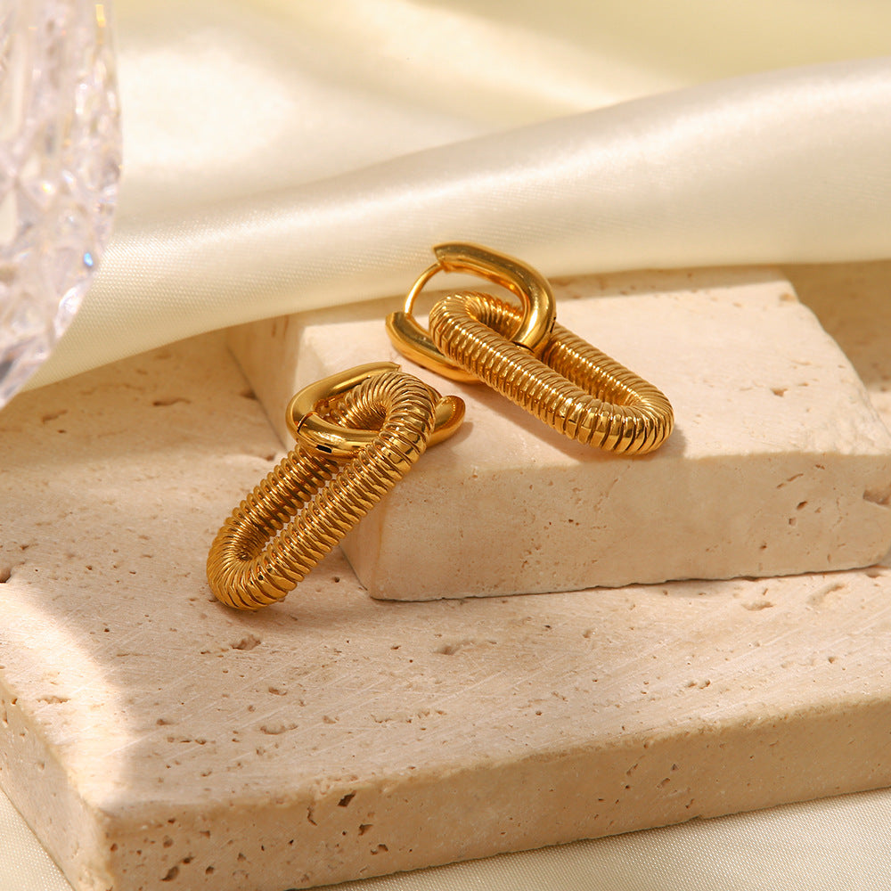 Gold Plated Stainless Steel Chain Hoop Earrings