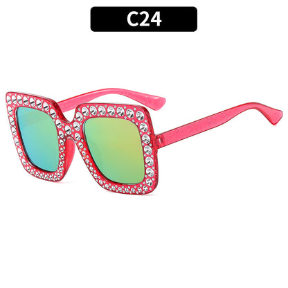 Colorful Bling Square Sunglasses Retro UV400 Protection
