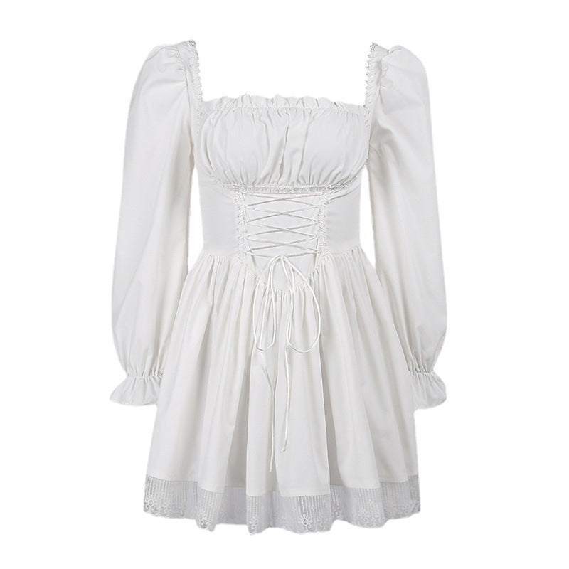 Summer Puff Sleeve Princess Dress with Lace Details