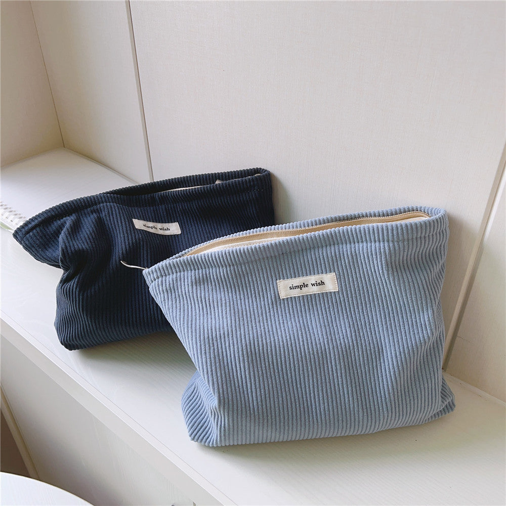 Solid Color Corduroy Simple Makeup Bag