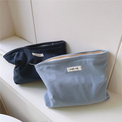 Solid Color Corduroy Simple Makeup Bag