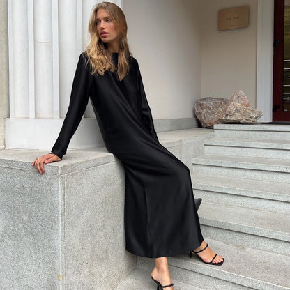 Elegant Long Sleeve Bodycon Satin Dress