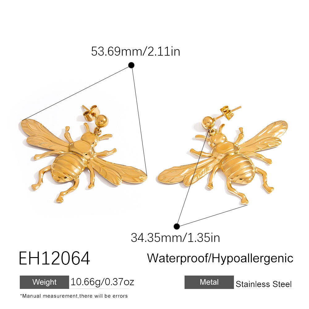 Stylish Bee Pendant DIY Earrings Stainless Steel Statement Earrings