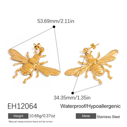 Stylish Bee Pendant DIY Earrings Stainless Steel Statement Earrings