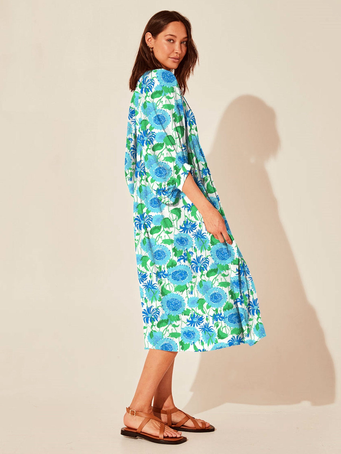 Vintage Floral Maxi Dress Relaxed Casual Style