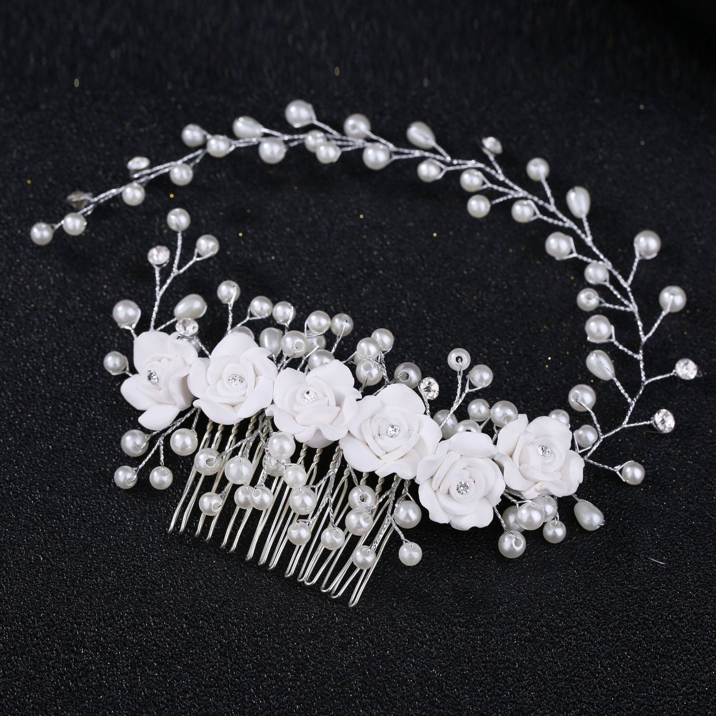 Handmade Pearl Floral Hair Comb Headband Wedding Accessories