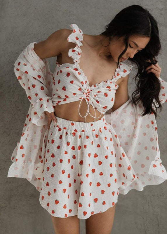 Heart Print Lounge Set Lightweight Fabric