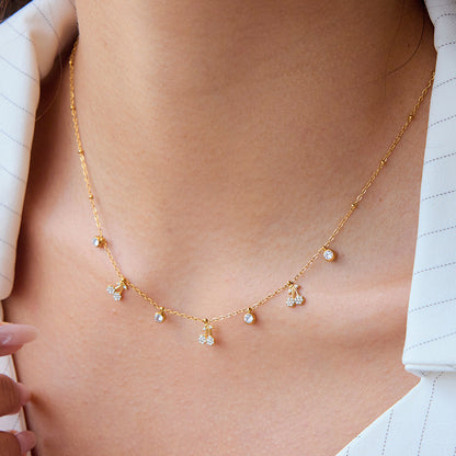 Gold Cherry Charm Zircon Choker Necklace